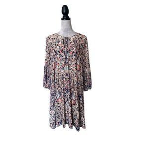 Tommy‎ Hilfiger Paisley Multicolor Long Sleeve Keyhole Neck Dress Size 16